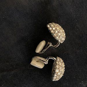 Ciner pave rhinestone clip-on earrings (dots)